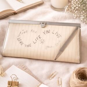 Inspirational Quote Clutch Wallet w/ Pen Live the Life You Love Writer Gift